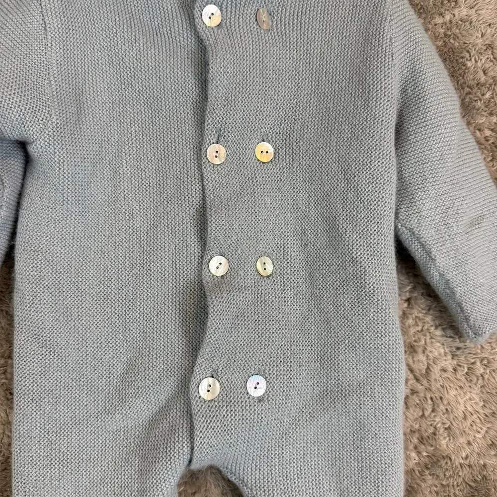 Mebi Baby Seed Stitch Knit Pram Suit Romper Hood One Piece Sweater 24 Months